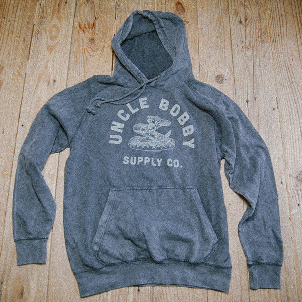 Black Vintage Washed Rattler Pullover Hoodie